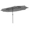 Costway 15 FT Twin Patio Double-Sided Umbrella 48 Solar LED Lights Crank Outdoor Gray